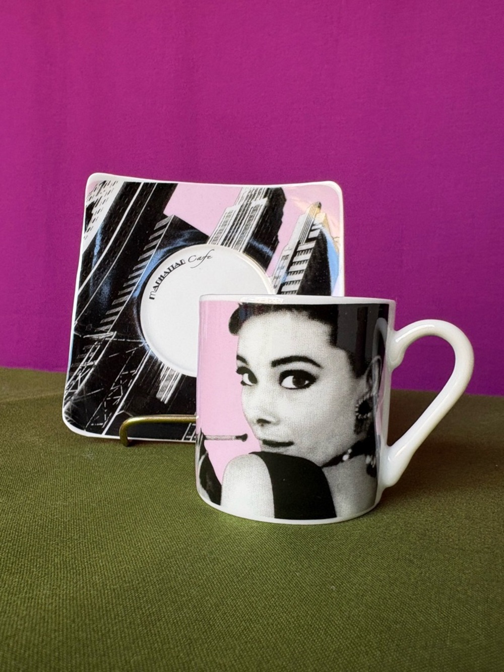 Manhattan Café Espresso Cup & Saucer Set Pink City Audrey Style